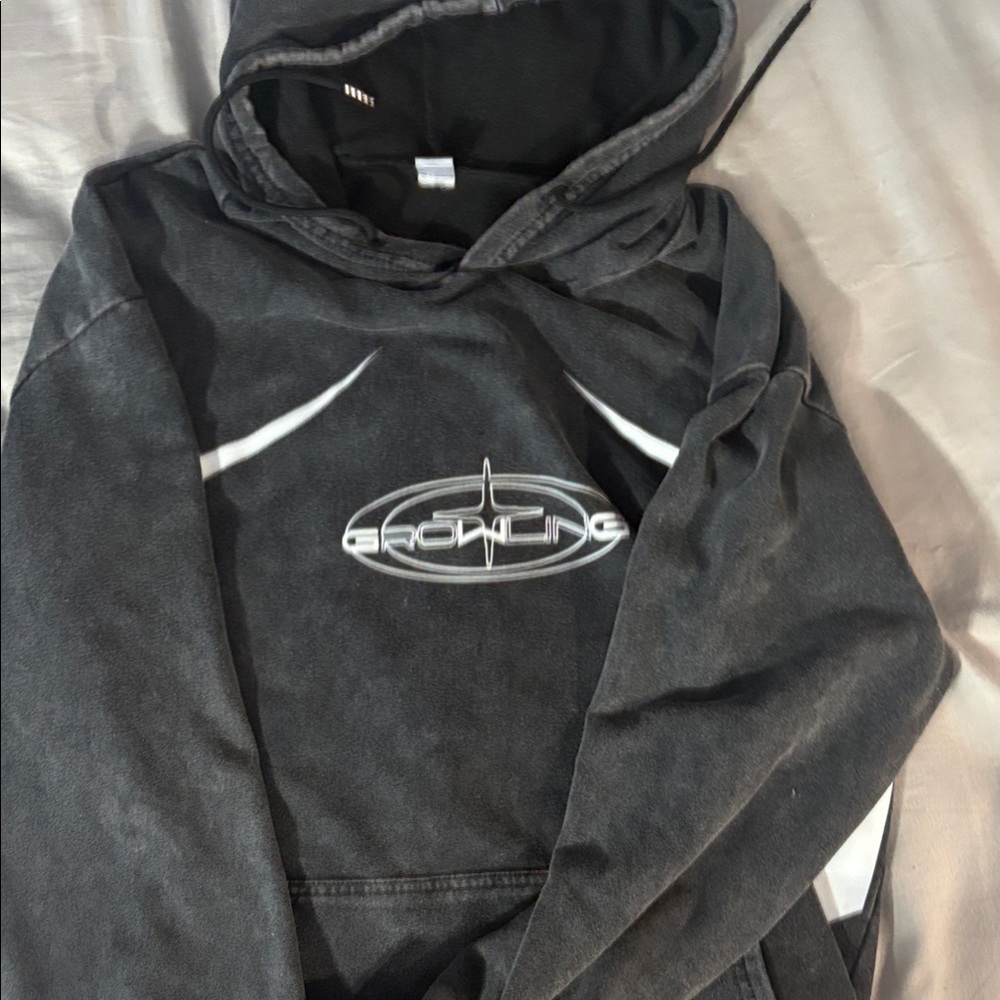 ZZs Black Hoodie with White Accents